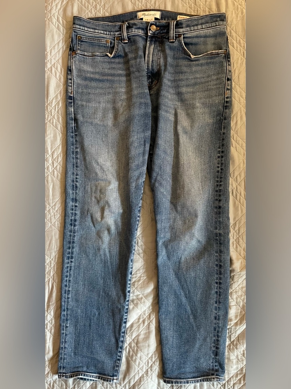 Madewell Men's Blue Washed Straight Jeans - Picture 7 of 11